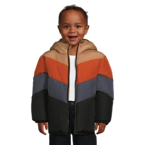 Swiss Tech Hooded Puffer Jacket Sz 2 Toddler Colorblock Heavyweight Outdoor Cozy - Picture 1 of 11